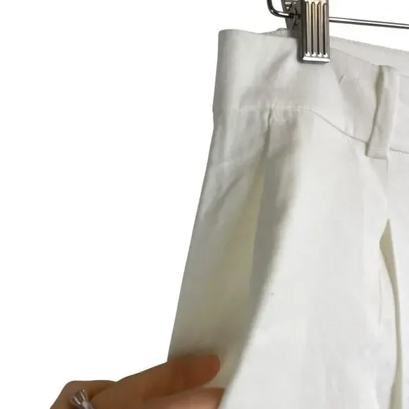 Jenni Kayne Riley Linen Blend Pleated Front Relaxed Fit Trouser Pants White Sz 4